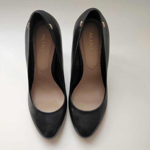 NWT Aldo Lahren Black Leather Heels - Picture 5 of 9